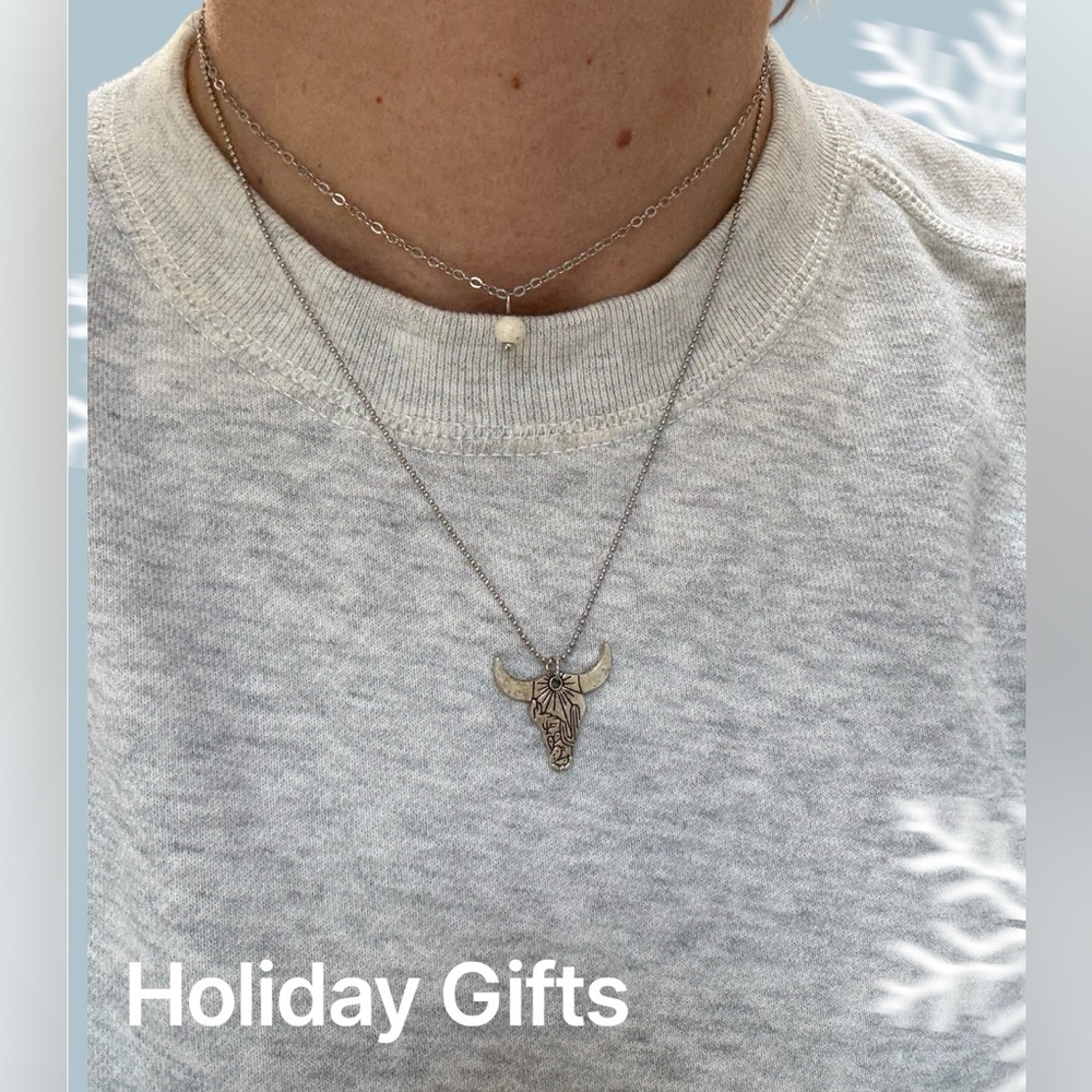 Silver Bull Pendant Necklace